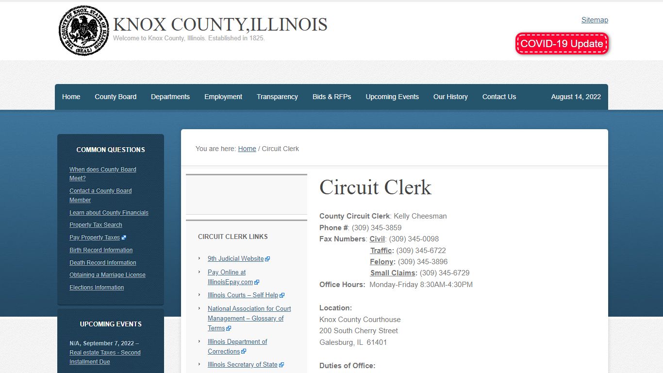 Circuit Clerk – Knox County,Illinois